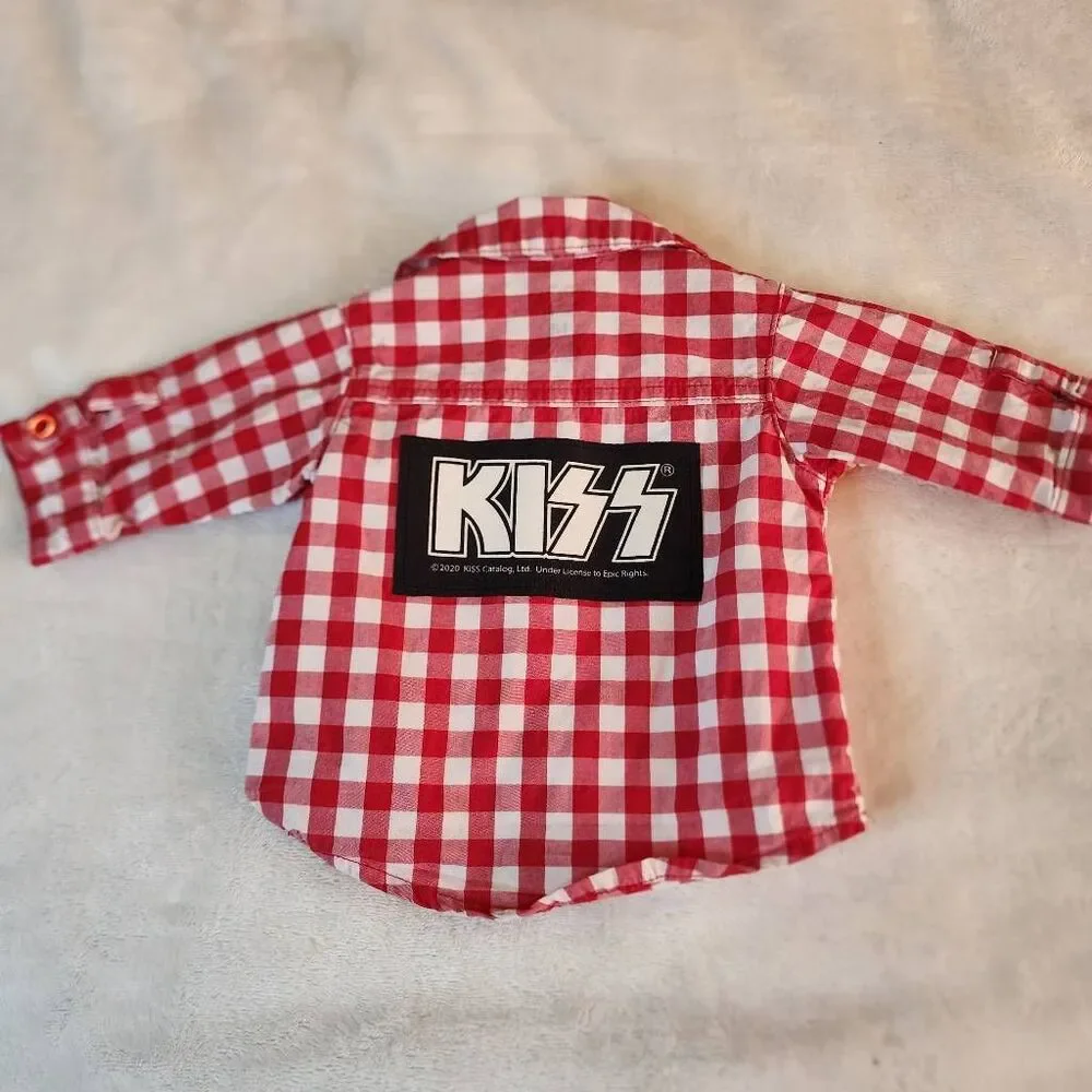 Carters just one you Kiss Upcycled Plaid Button Front Long Sleeve Size NB